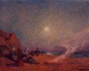 费迪南德 卢瓦扬 : Le Pouldu, Woman on the Beach beside a Fire